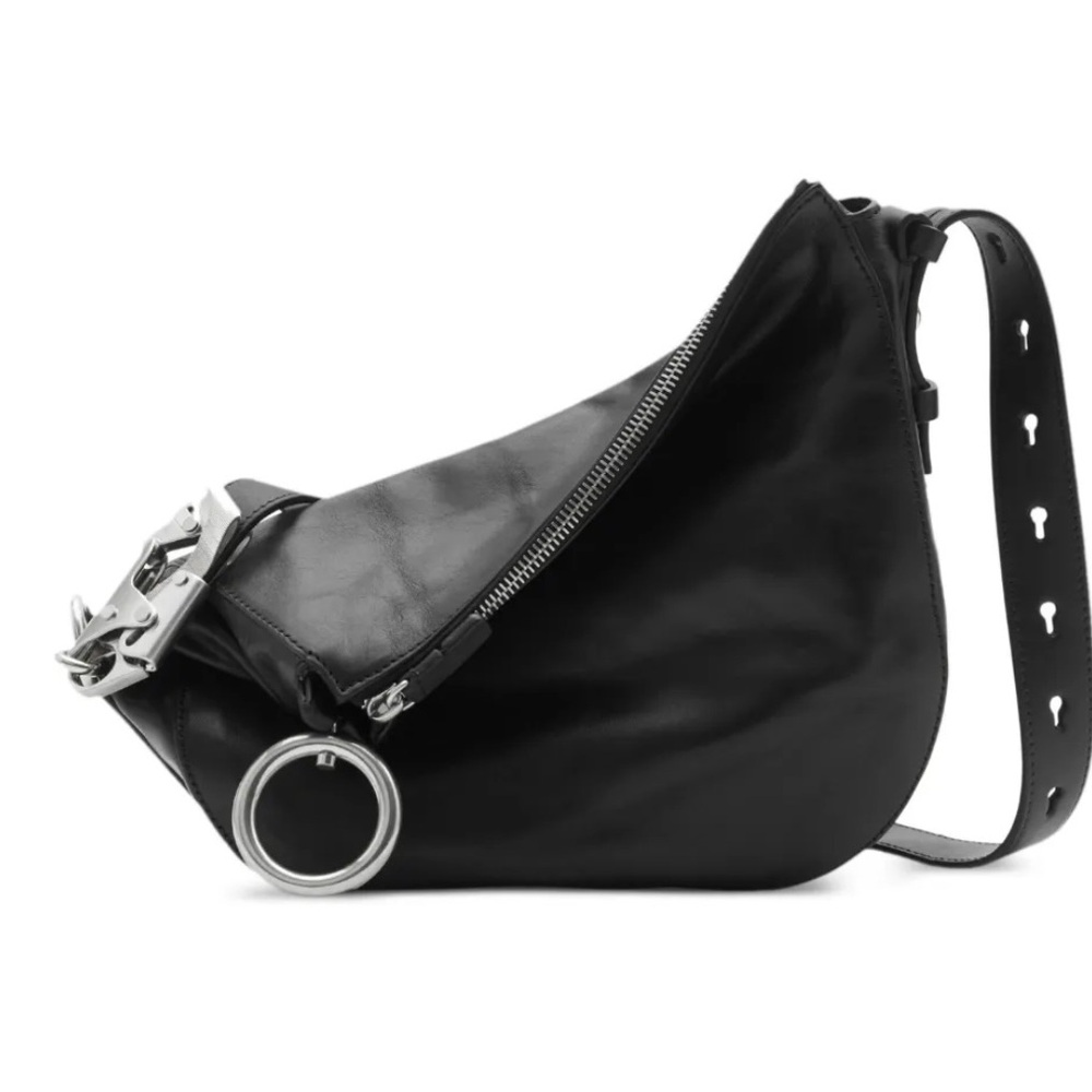 NWT Burberry Knight Black Leather shoulder Bag with Silver Hardware Stunning